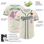 Personalized Cream Pink and Kelly Green Baseball Jersey for Women Personalized Cream Pink-Kelly Green Baseball Jersey