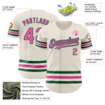 Custom Name and Number Personalized Pink and Green Authentic Baseball Jersey Personalized Cream Pink-Kelly Green Line Authentic