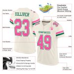 Personalized Cream Pink Kelly Green Mesh Football Jersey for Men and Women Personalized Cream Pink-Kelly Green Mesh Football
