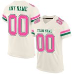 Personalized Cream Pink Kelly Green Mesh Football Jersey for Men and Women Personalized Cream Pink-Kelly Green Mesh Football
