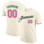 Personalized Performance T-Shirt in Cream, Pink & Kelly Green, Custom Design for Activewear Personalized Cream Pink-Kelly