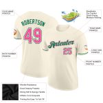Personalized Performance T-Shirt in Cream, Pink & Kelly Green, Custom Design for Activewear Personalized Cream Pink-Kelly