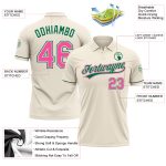 Personalized Pink and Green Vapor Performance Golf Polo Shirt Personalized Cream Pink-Kelly Green Performance Vapor Golf