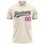 Personalized Pink and Green Vapor Performance Golf Polo Shirt Personalized Cream Pink-Kelly Green Performance Vapor Golf