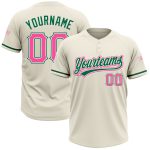 Custom Softball Jersey with Name and Number - Personalized Unisex Two-Button in Cream Pink and Kelly Green Personalized Cream