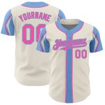 Personalized Cream Pink Light Blue Baseball Jersey in 3 Colors - Stylish Arm Shapes Personalized Cream Pink-Light Blue 3