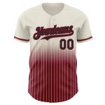 Black-Crimson Fade Personalized Fashion Baseball Jersey in Cream Pinstripe Personalized Cream Pinstripe Black-Crimson Fade
