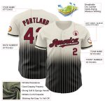 Custom Name and Number Personalized Cream Pinstripe Baseball Jersey - Crimson-Black Authentic Fade Fashion Jersey Personalized