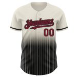 Personalized Cream Pinstripe Baseball Jersey with Crimson-Black Fade Design Personalized Cream Pinstripe Crimson-Black Fade