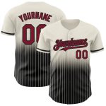 Personalized Cream Pinstripe Baseball Jersey with Crimson-Black Fade Design Personalized Cream Pinstripe Crimson-Black Fade