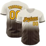 Custom Name and Number Baseball Jersey - Personalized Cream Pinstripe Gold-Brown Authentic Fade Fashion Jersey Personalized