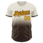 Personalized Gold-Brown Fade Cream Pinstripe Baseball Jersey for Fashion Enthusiasts Personalized Cream Pinstripe Gold-Brown