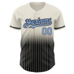 Personalized Light Blue Black Fade Fashion Baseball Jersey Cream Pinstripe Personalized Cream Pinstripe Light Blue-Black