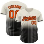 Custom Name and Number Baseball Jersey - Personalized Cream Pinstripe Orange-Black Authentic Fade Fashion Jersey for Teams