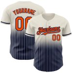 Custom Name and Number Personalized Orange-Navy Pinstripe Baseball Jersey Fashion Authentic Fade Personalized Cream Pinstripe
