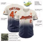 Custom Name and Number Personalized Orange-Navy Pinstripe Baseball Jersey Fashion Authentic Fade Personalized Cream Pinstripe