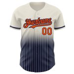 Personalized Orange Navy Fade Cream Pinstripe Fashion Baseball Jersey Personalized Cream Pinstripe Orange-Navy Fade Fashion