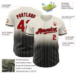 Personalized Red Black Baseball Jersey with Custom Name & Number, Cream Pinstripe Authentic Fade Fashion Team Apparel Personalized