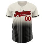 Personalized Cream Red Black Fade Baseball Jersey for Men - Fashion Pinstripe Style Personalized Cream Pinstripe Red-Black