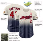 Custom Name and Number Personalized Red-Navy Pinstripe Baseball Jersey - Authentic Fade Fashion Team Jersey Personalized