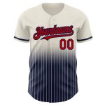 Personalized Red-Navy Fade Baseball Jersey with Cream Pinstripe Design Personalized Cream Pinstripe Red-Navy Fade Fashion