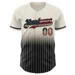 Personalized Vintage USA Flag Baseball Jersey - Black Fade Cream Pinstripe Fashion Personalized Cream Pinstripe Vintage USA