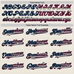 Personalized Vintage USA Flag Navy Fade Baseball Jersey Cream Pinstripe Design Personalized Cream Pinstripe Vintage USA Flag-Navy