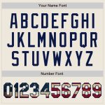 Personalized Vintage USA Flag Navy Fade Baseball Jersey Cream Pinstripe Design Personalized Cream Pinstripe Vintage USA Flag-Navy