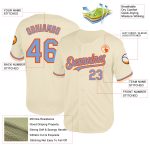 Personalized Blue Orange Cream Mesh Baseball Jersey | Throwback Style Personalized Cream Powder Blue-Orange Mesh Throwback