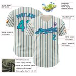 Personalized Aqua Purple Pinstripe Baseball Jersey - Custom Cream Color Personalized Cream (Purple Aqua Pinstripe) Aqua-Purple