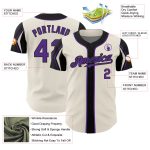 Custom Name and Number Baseball Jersey in Personalized Cream Purple-Black, 3 Color Arm Shapes, Authentic Design Personalized