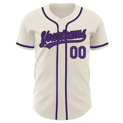 Custom Name and Number Baseball Jersey - Personalized Cream Purple-Black Authentic Team Jersey Personalized Cream Purple-Black
