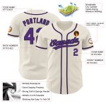 Custom Name and Number Baseball Jersey - Personalized Cream Purple-Black Authentic Team Jersey Personalized Cream Purple-Black