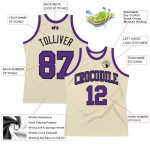 Custom Name Number Basketball Jersey - Personalized Authentic Cream Purple-Black Throwback Design Personalized Cream Purple-Black