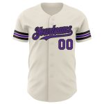 Custom Cream and Purple-Black Baseball Jersey - Personalized Sports Apparel Personalized Cream Purple-Black Baseball Jersey