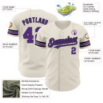 Custom Cream and Purple-Black Baseball Jersey - Personalized Sports Apparel Personalized Cream Purple-Black Baseball Jersey