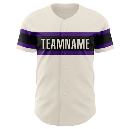 Personalized Cream Purple Black Baseball Jersey for Men Women Kids Personalized Cream Purple-Black Baseball Jersey 3