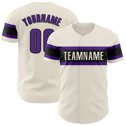 Personalized Cream Purple Black Baseball Jersey for Men Women Kids Personalized Cream Purple-Black Baseball Jersey 3
