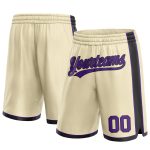 Custom Purple Black Basketball Shorts for Men and Women, Personalized Athletic Wear Personalized Cream Purple-Black Basketball