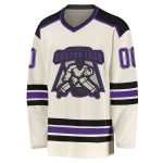 Custom Cream Purple and Black Hockey Jersey - Personalized Team Apparel Personalized Cream Purple-Black Hockey Jersey