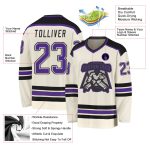 Custom Cream Purple and Black Hockey Jersey - Personalized Team Apparel Personalized Cream Purple-Black Hockey Jersey