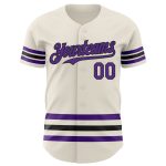 Custom Name and Number Baseball Jersey - Personalized Purple Black Cream Authentic Team Jersey Personalized Cream Purple-Black