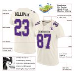 Personalized Purple Black Cream Mesh Football Jersey for Men and Women Personalized Cream Purple-Black Mesh Football Jersey