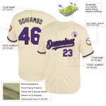 Personalized Purple Black Cream Throwback Baseball Jersey for Men and Women Personalized Cream Purple-Black Mesh Throwback