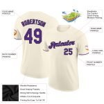 Custom Team Name and Number Performance T-Shirt in Cream Purple-Black - Personalized Sports Apparel Personalized Cream Purple-Black