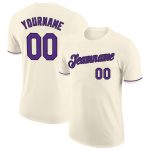 Custom Team Name and Number Performance T-Shirt in Cream Purple-Black - Personalized Sports Apparel Personalized Cream Purple-Black
