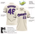 Personalized Performance Vapor Golf Polo Shirt in Cream Purple-Black Personalized Cream Purple-Black Performance Vapor Golf