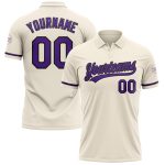 Personalized Performance Vapor Golf Polo Shirt in Cream Purple-Black Personalized Cream Purple-Black Performance Vapor Golf