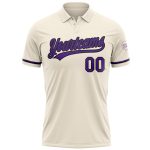Custom Name Number Personalized Golf Polo Shirt - Cream Purple Black Vapor Performance Personalized Cream Purple-Black Performance