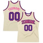 Personalized Basketball Jersey Cream Purple Black Pink Throwback Style Personalized Cream Purple Black-Pink Throwback Basketball